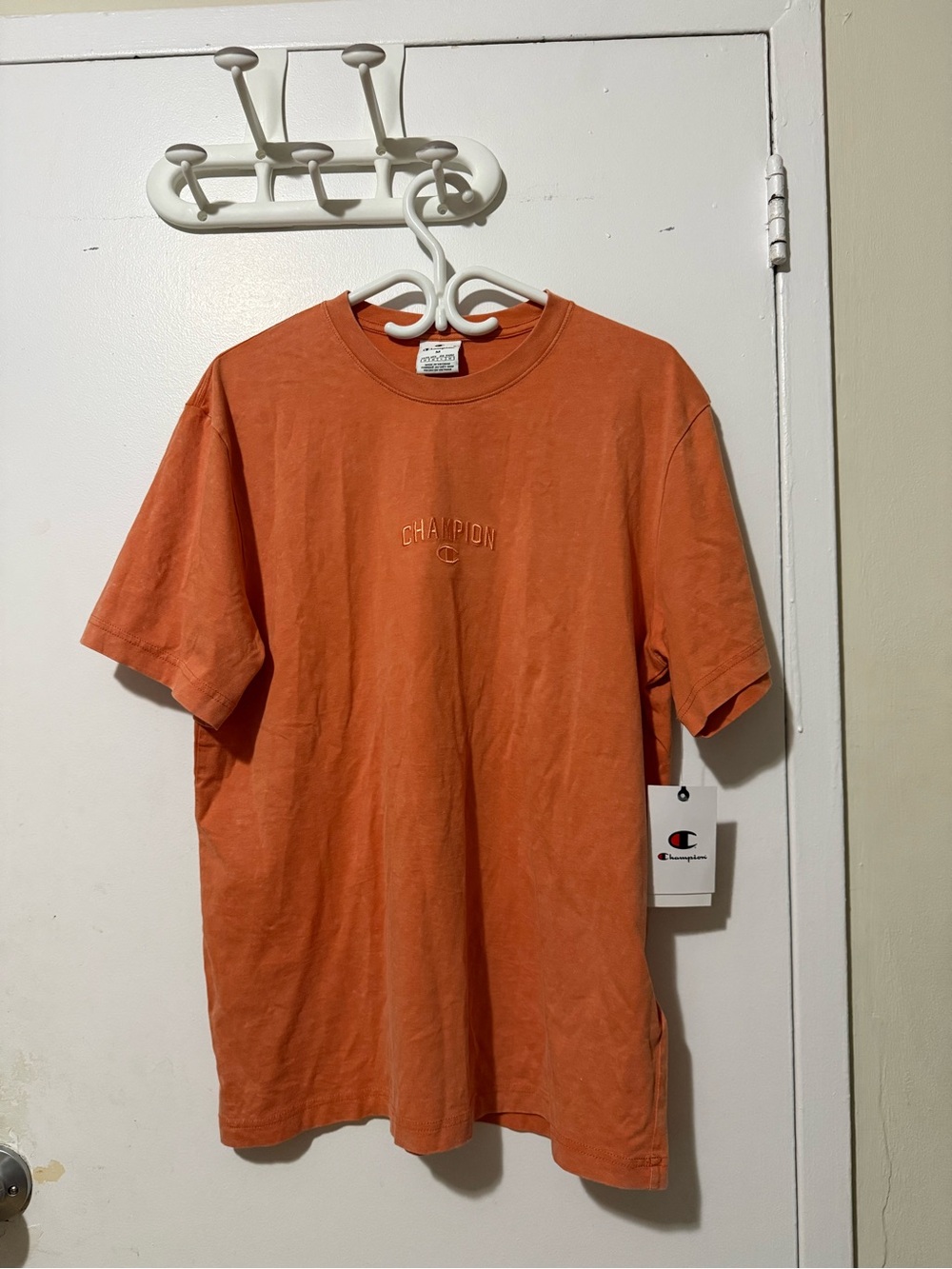 Champion Orange Embroidered Logo Short Sleeve Tee